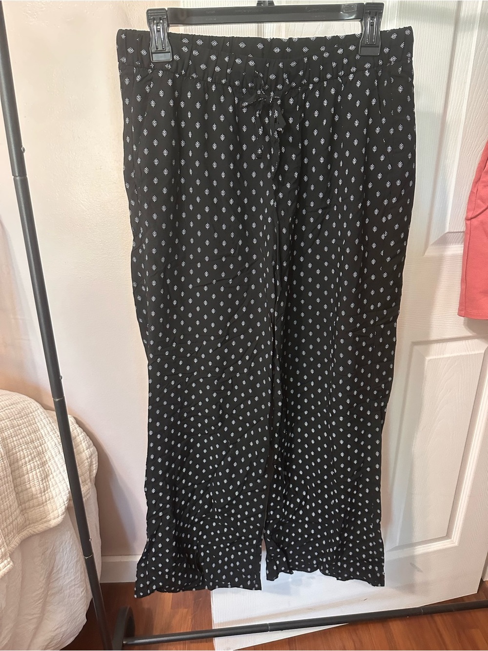 Old Navy Black Wide-Leg Pants with White Dot Print